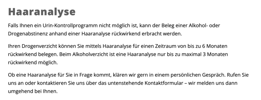 Pima MPU Haaranalyse